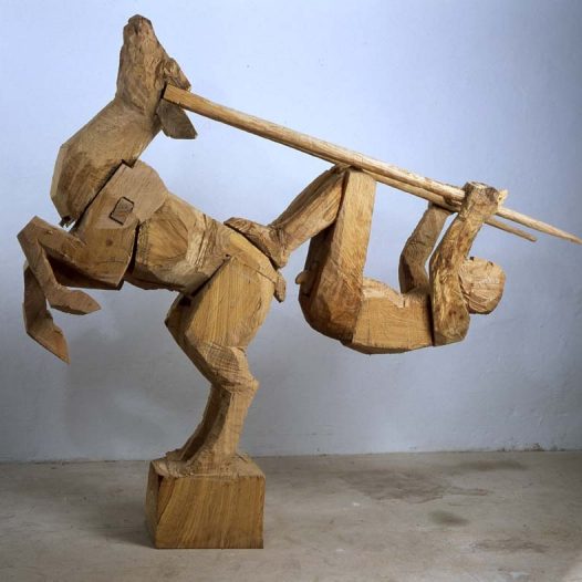 Antilope und Mensch, 2004, Eiche, Höhe: 188 cm