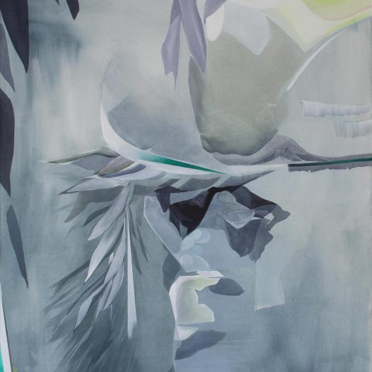 Feathery setting, 2025, Acryl auf Leinwand, 100 x 90 cm, € 3.800,-
