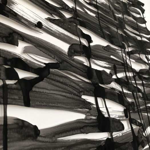 o.T., 2025, Papierschnitt/Tusche, 108 x 79,5 cm, Detail 1