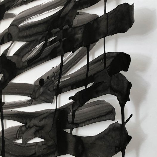 o.T., 2025, Papierschnitt/Tusche, 108 x 79,5 cm, Detail 2