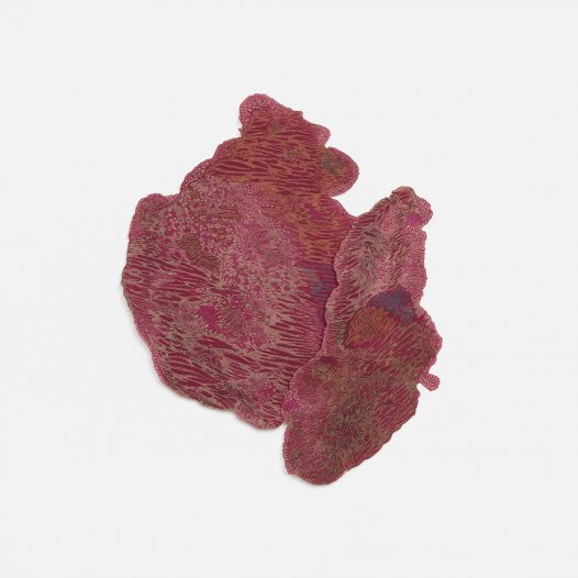 Red Rhizome, 2019, Tusche / Farbstift auf Papier, montiert auf Karton (gerahmt), 50 x 50 cm