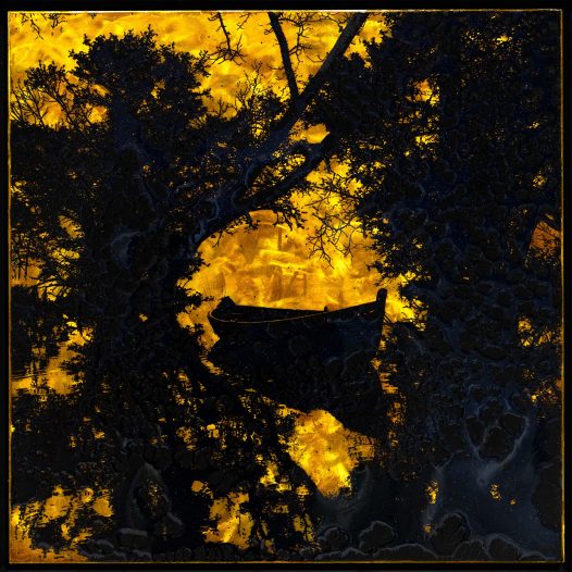 Einleuchten, 2026, 
Malerei / Reliefdruck auf Aluminium, 61 x 61 cm, € 5.200,-