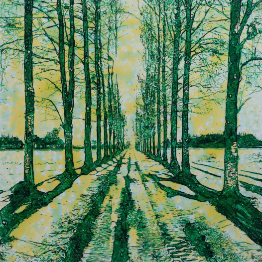 In der Ferne, 2026, Malerei / Mischtechnik auf Leinwand, 100 x 100 cm, € 8.600,-