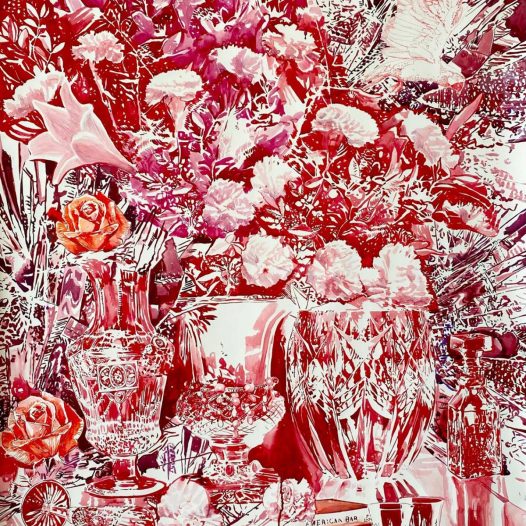 Stillleben mit Rosen, 2024, Tusche/Filzstift auf Papier, 130 x 100 cm
