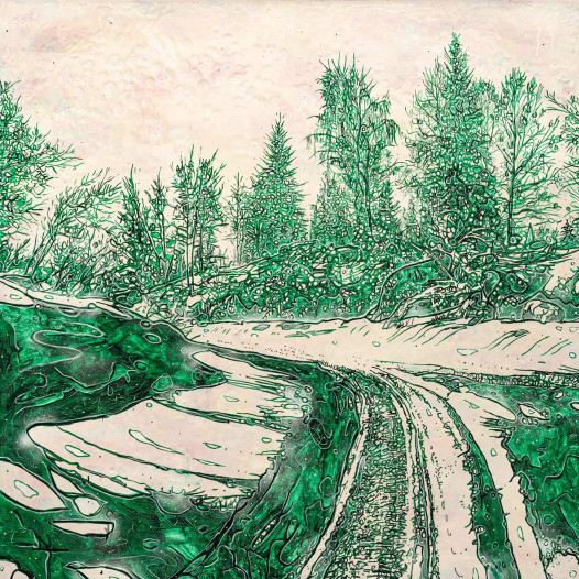 Tiefe Spur, 2023, 100 x 100 cm, Mischtechnik auf Leinwand, € 8.600,-