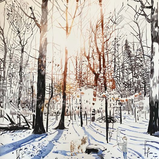 Wald im Winter, 2024, Tusche/Filzstift auf Papier,
130 x 110 cm