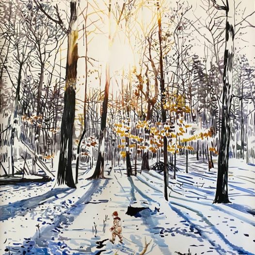 Wald im Winter, 2024, Tusche auf Papier, 130 x 100 cm
