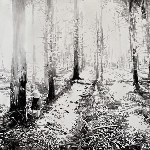 Wald, 2024, Tusche/Filzstift auf Papier, 110 x 150 cm
