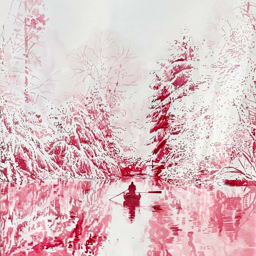 Waldsee, 2024, Tusche/Filzstift auf Papier, 100 x 70 cm