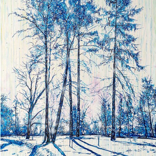 Zwischen den Bäumen, 2022, 200 x 140 cm, Mischtechnik auf Leinwand, € 14.500,-