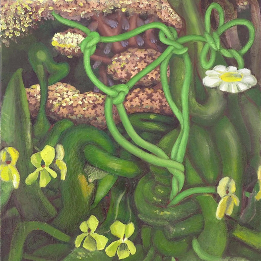 pastoral floral with green violets and daisy, 2018, Öl auf Leinwand, 50 x 40 cm, € 1.800,-